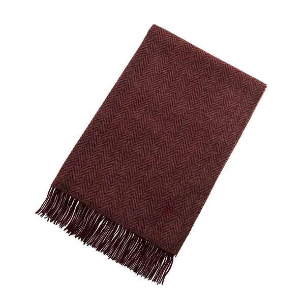 Large Herringone Shawl (Cranberry/Rust/Sienna)