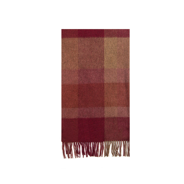 Serene Plaid Shawl (Apricot/Rust/Maroon/Dusty Rose)