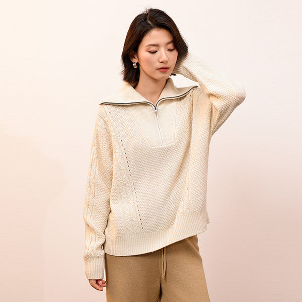 SHOKAY Yak Wool Floral Pullover