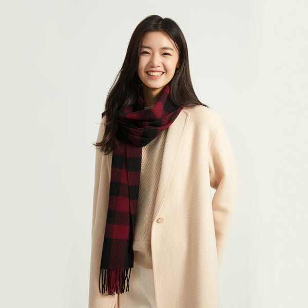 Serene Buffalo Check Scarf  (Cranberry/Nocturne)