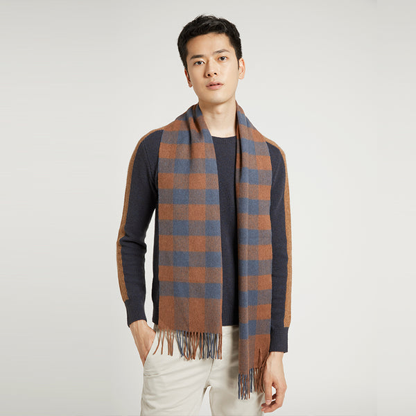 Serene Buffalo Check Scarf (Denim/Sienna)