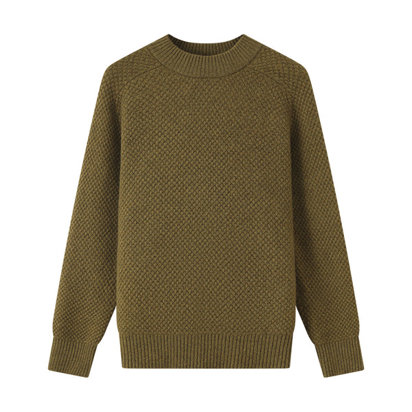 Discover luxury and warmth with the Shambala Half High Collar Spruce Seed Yak Wool Pullover. Made from 100% yak wool, this sweater offers a soft, cozy fit, perfect for cold weather styling.

