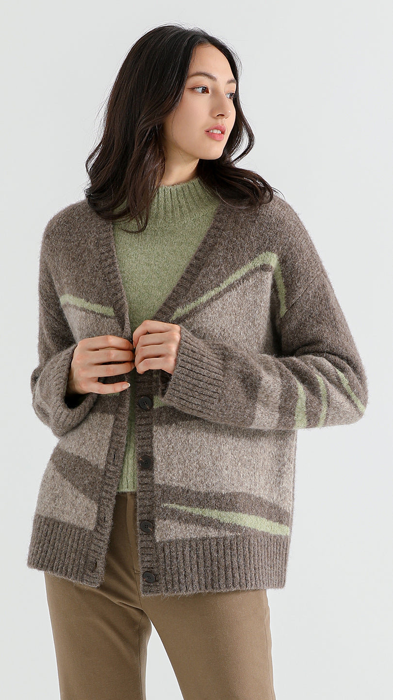 Textured Cardigan with Matching Scarf / Merino Wool & Yak / Knitwear / Effortless Chic / Minimalism outlet / Winter 22